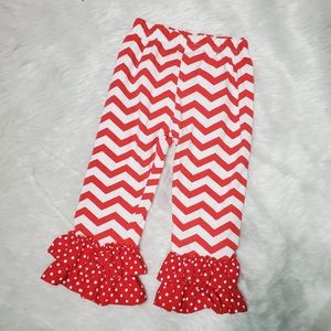 Red and white chevron ruffle pants